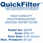 QuickFilter® 0.45 µm Groundwater Filter 609 cm² with Bailer Interface Tube