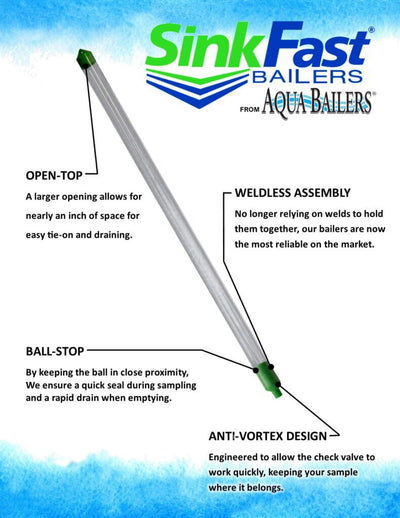 SinkFast® Disposable Groundwater Bailer 1.6″x36″ – Case of 24 Units