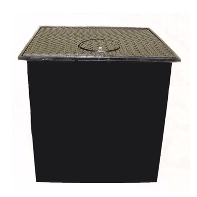 Cubiertas de bocas de inspección, bóveda cuadrada para servicios públicos, tapa de acero, 48" x 48" x 24", con bisagras, con cerradura, con asistencia de elevación