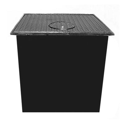 Cubiertas de bocas de inspección, bóveda cuadrada para servicios públicos, tapa de acero, 30" x 30" x 24", con bisagras, con cerradura, con asistencia para el levantamiento