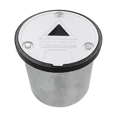Manhole Covers, Round Manhole, Monitoring Well, Steel Lid, 8" x 8", Bolt Down, White Ductile Lid, Steel Skirt