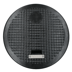 Composite Manhole Cover, Round 18"x24", Lay-In, Black Lid