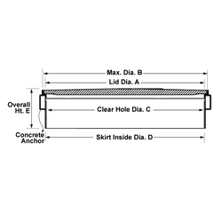 Tapa de registro de material compuesto, redonda 39 "x10", falda de acero con cierre de leva