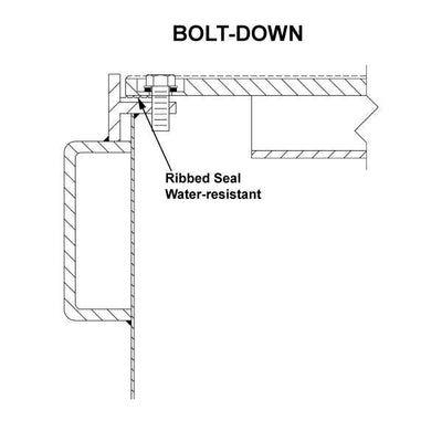 Steel Manhole Cover, Round 38" x 13",  1/2" Steel Lid Bolt-down (A0717-038B) - bolt-down configuration diagram
