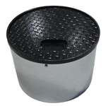 Cast Iron Manhole Cover, Round 18"x18", Lay-In, Steel Skirt (A0717-018A) - product photo