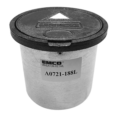 Manhole Covers, Round Manhole, Monitoring Well, Ductile Lid, 8" x 8", Lay-In, Black Ductile Lid, Steel Skirt