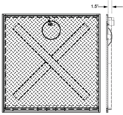 Square Manhole Cover, Vault 36" x 24" x 24", Hinged Lift Assist